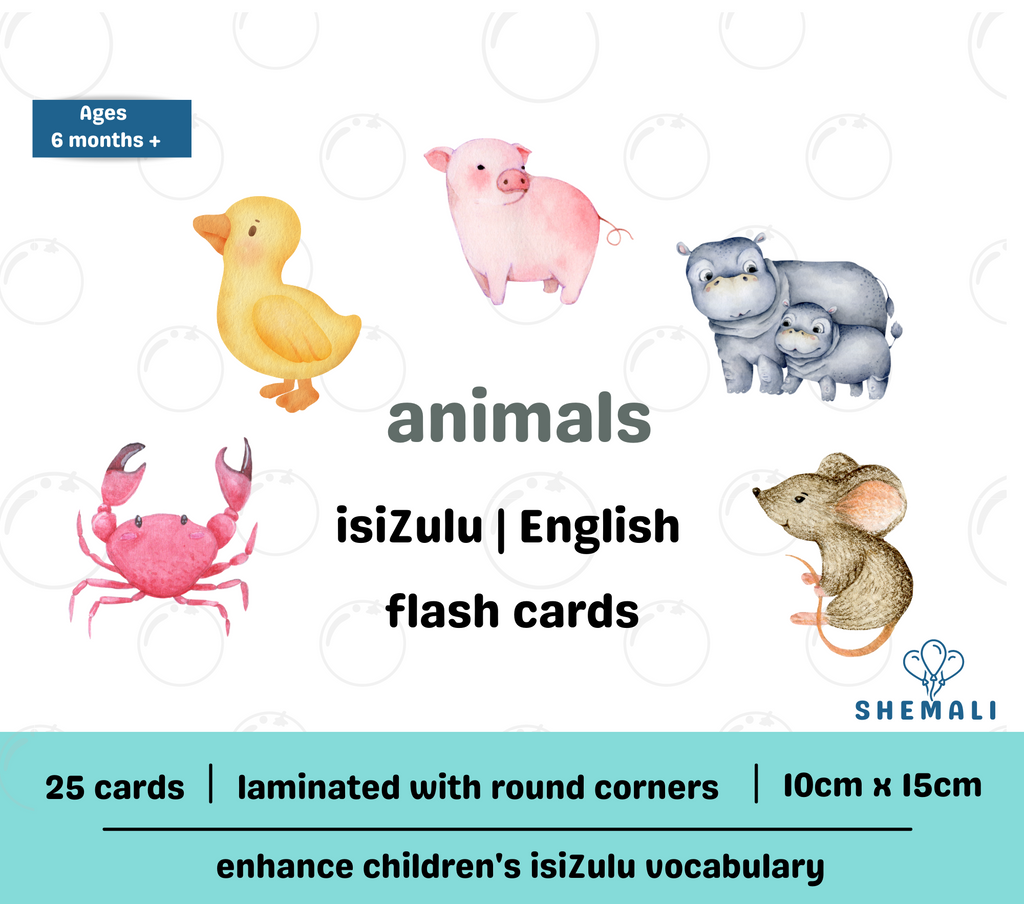 ANIMALS - ISIZULU TO ENGLISH FLASH CARDS