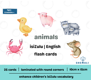 ANIMALS - ISIZULU TO ENGLISH FLASH CARDS
