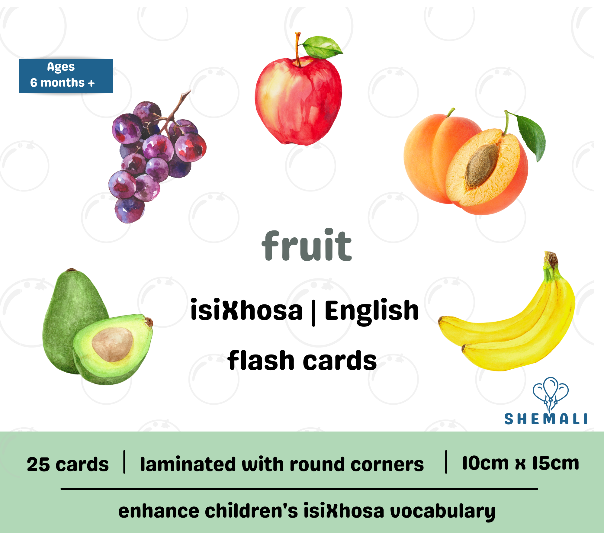 FRUIT - ISIXHOSA TO ENGLISH FLASH CARDS